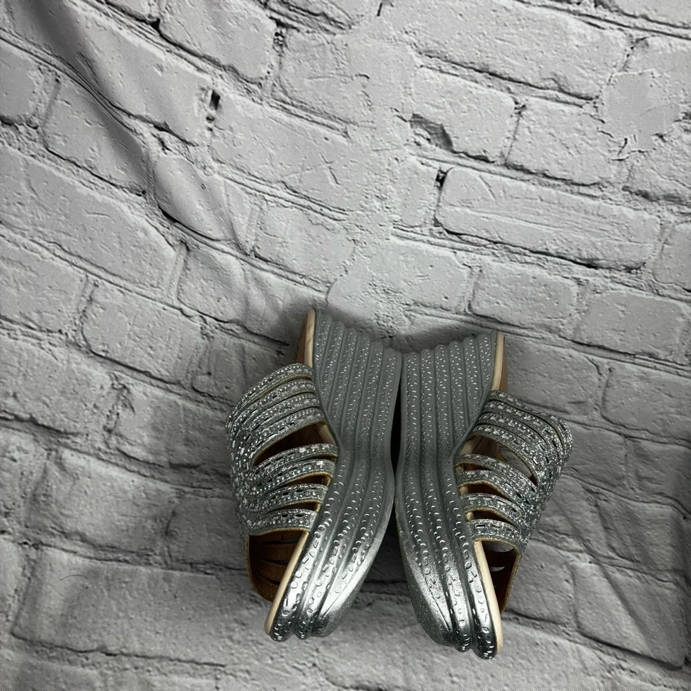 Maximalist Metallic Retro Cyber Disco Glam Chunky Platform Wedge Mule Sandals 39